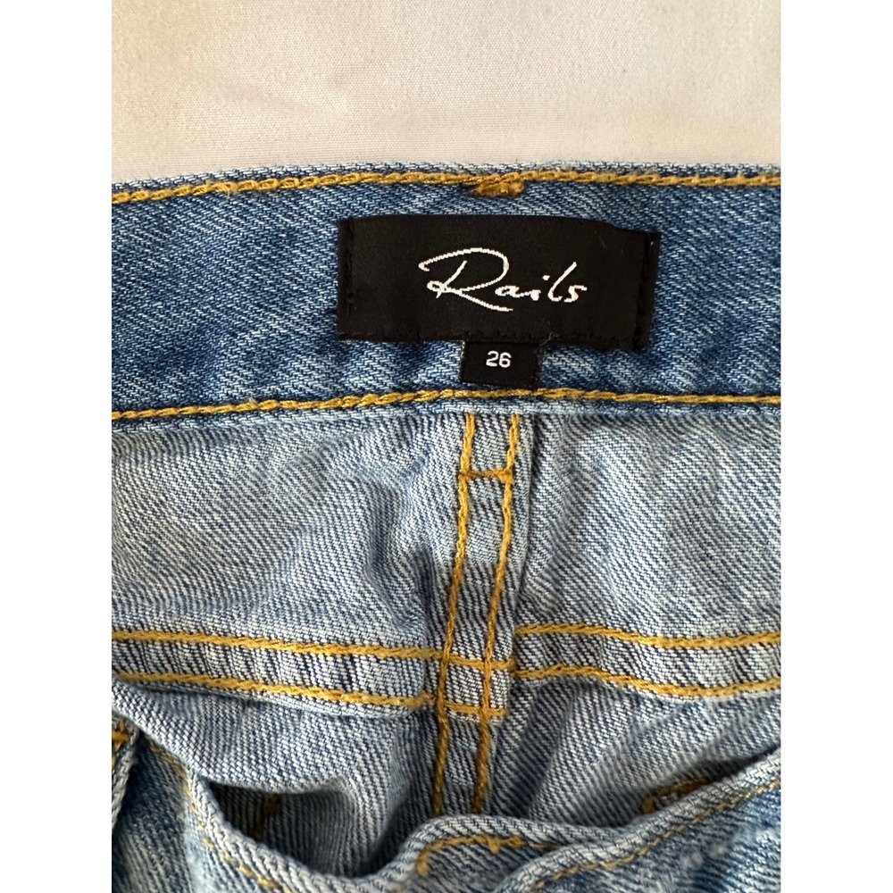 Rails‎ Denim Shorts Distressed Daisy Embroidered Raw Hem Casual Size 26 - Picture 5 of 7